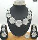 Bollywood Style Silver Plated Victorian Cz Necklace Ring Bracelet Jewelry Set
