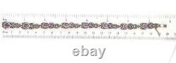 Bracelet Victorian Style 925 Sterling Silver Set With Amethyst And Marcasite