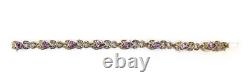 Bracelet Victorian Style 925 Sterling Silver Set With Amethyst And Marcasite