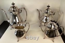 CRESCENT MFG Co. Silver Plated Lion Footed Victorian Style tea & coffee service