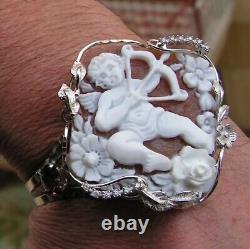 Cameo Bracelet Shell Victorian Style 925 Silver Made in Italy cupid angel