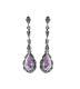 Drop Earrings Victorian Style 925 Sterling Silver Set With Amethyst & Marcasite