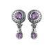 Drop Earrings Victorian Style Hallmarked 925 Sterling Silver Set With Amethyst