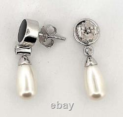 Elegant Drop Earrings Victorian Style 925 Sterling Silver English Hallmarks Set