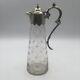 English Victorian Style Decanter Or Pitcher Silver Plated Cut Glass Starburst