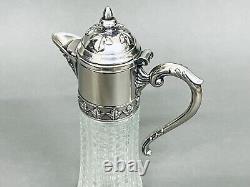 Fabulous Antique Victorian Style Crystal Decanter With Italian Silver Plate Top