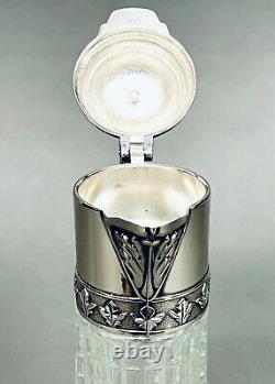 Fabulous Antique Victorian Style Crystal Decanter With Italian Silver Plate Top
