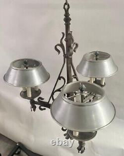 French Victorian Style Wrought Iron Gas Converted Chandelier, 9 Bulbs