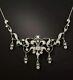 Gorgeous Antique Victorian Edwardian Style Simulated Diamond Necklace 925 Silver