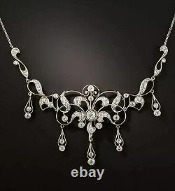 Gorgeous Antique Victorian Edwardian Style Simulated Diamond Necklace 925 Silver
