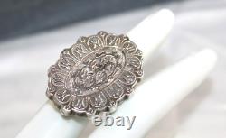 HUGE & RARE Antique Victorian Aesthetic Period Etched Sterling Silver Ring 6.5