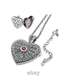 Heart Locket Victorian Style 925 Sterling Silver English Hallmarks Set With