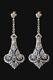 Lab Created Solid Vintage Victorian Style Dangle 935 Argentium Silver Earring