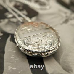 Large Sterling Silver Victorian Style Oval Locket with Fancy Wire Edge