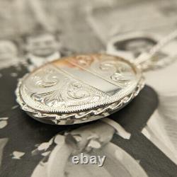 Large Sterling Silver Victorian Style Oval Locket with Fancy Wire Edge