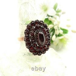 Large Vintage oval garnet ring in Victorian style US-size 9 F240622j