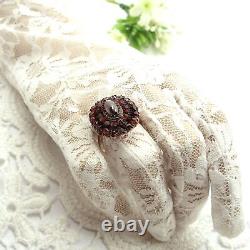 Large Vintage oval garnet ring in Victorian style US-size 9 F240622j