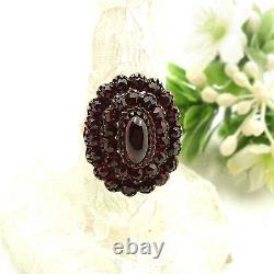 Large Vintage oval garnet ring in Victorian style US-size 9 F240622j