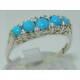 Luxury Solid Sterling 925 Silver Natural Turquoise Victorian Style Eternity Ring