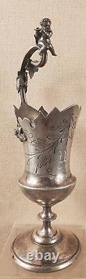 Middletown silver plate figural goblet vase chalice cherub puttie angel antique