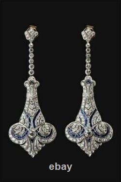 Natural Moissanite Victorian Style Dangle Screw Back Fish Shape Silver Earrings