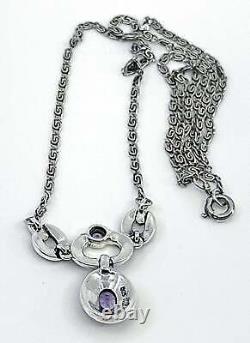 Necklace Victorian Style 925 Sterling Silver Set With Marcasite And Amethyst