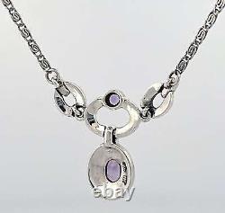 Necklace Victorian Style 925 Sterling Silver Set With Marcasite And Amethyst