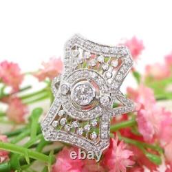 Neo-Victorian Classic Style White Cubic Zirconia In 935 Argentium Silver Ring