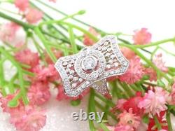 Neo-Victorian Classic Style White Cubic Zirconia In 935 Argentium Silver Ring