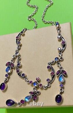 Nicky Butler NB Victorian Sterling Silver Amethyst Tanzanite Moonstone Necklace