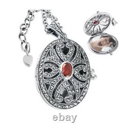 Oval Locket Victorian Style 925 Sterling Silver English Hallmarks Set With