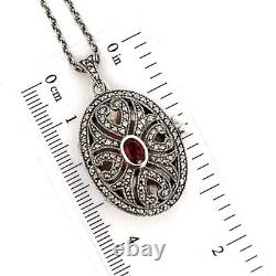 Oval Locket Victorian Style 925 Sterling Silver English Hallmarks Set With