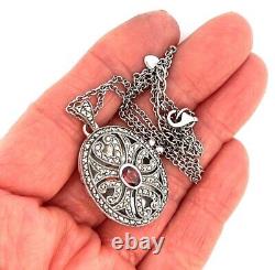 Oval Locket Victorian Style 925 Sterling Silver English Hallmarks Set With