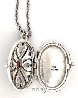 Oval Locket Victorian Style 925 Sterling Silver English Hallmarks Set With