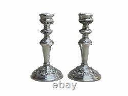 Pair Of Sterling Silver Victorian Style Candlesticks 19cm C1974