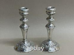 Pair Of Sterling Silver Victorian Style Candlesticks 19cm C1974