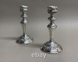 Pair Of Sterling Silver Victorian Style Candlesticks 19cm C1974