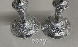 Pair Of Sterling Silver Victorian Style Candlesticks 19cm C1974