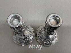 Pair Of Sterling Silver Victorian Style Candlesticks 19cm C1974