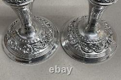 Pair Of Sterling Silver Victorian Style Candlesticks 19cm C1974