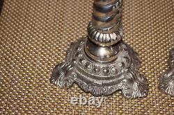 Pair Victorian Style Silver Metal Candlestick Holders Spiral Twist Candle Holder