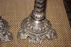 Pair Victorian Style Silver Metal Candlestick Holders Spiral Twist Candle Holder