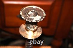 Pair Victorian Style Silver Metal Candlestick Holders Spiral Twist Candle Holder