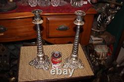 Pair Victorian Style Silver Metal Candlestick Holders Spiral Twist Candle Holder