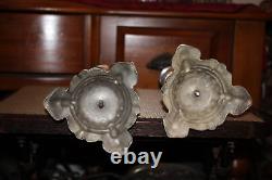 Pair Victorian Style Silver Metal Candlestick Holders Spiral Twist Candle Holder