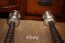 Pair Victorian Style Silver Metal Candlestick Holders Spiral Twist Candle Holder