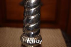 Pair Victorian Style Silver Metal Candlestick Holders Spiral Twist Candle Holder