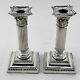 Pair Of Late Victorian Sterling Silver Corinthian Style Candlesticks