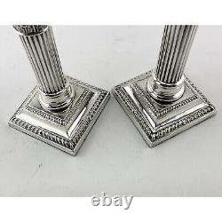 Pair of Late Victorian Sterling Silver Corinthian Style Candlesticks