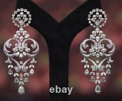 Red Carpet Victorian Style Statement Earrings With White CZ In 935 Silver